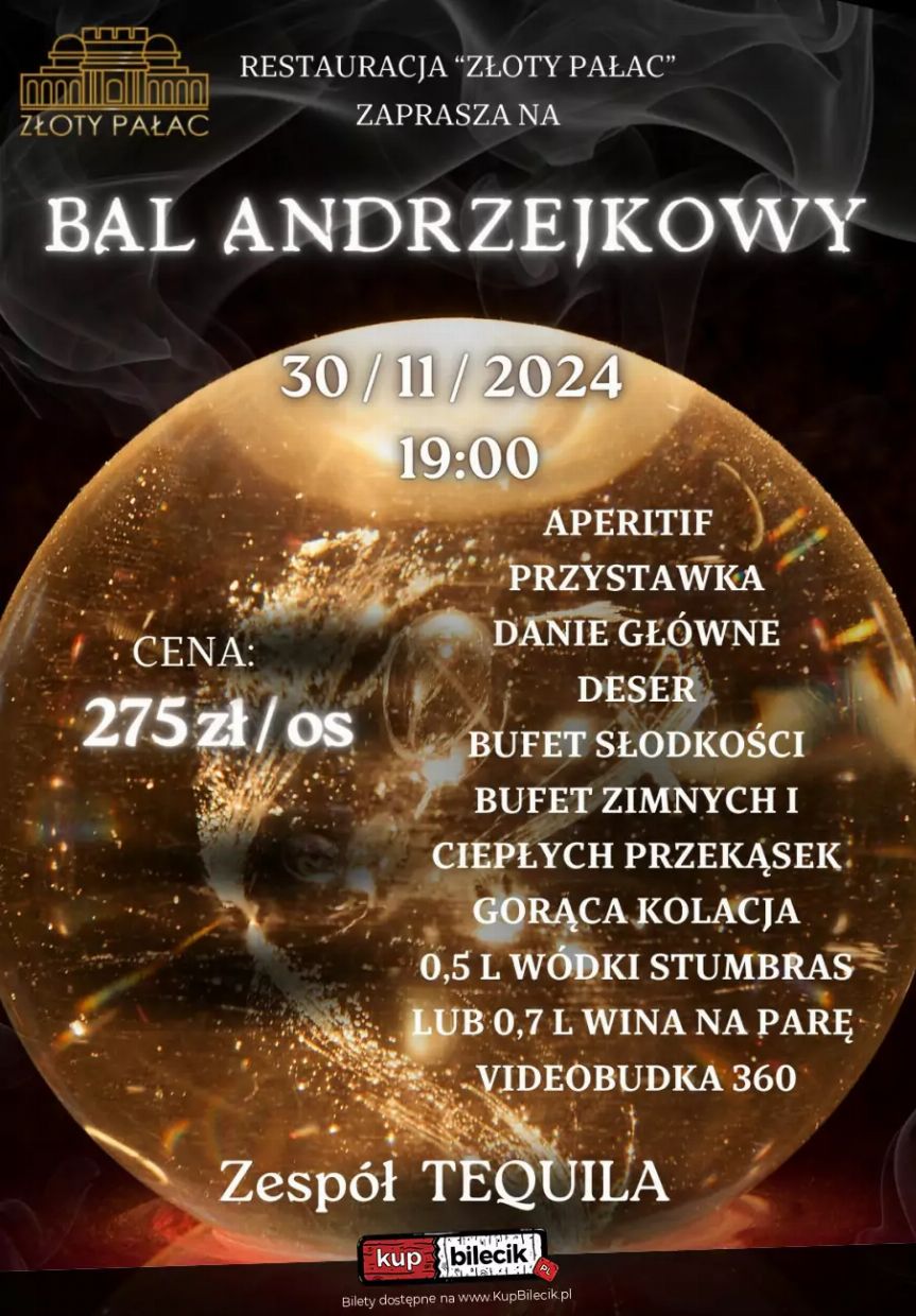 Bal Andrzejkowy z Zespołem Tequila w Złotym Pałacu