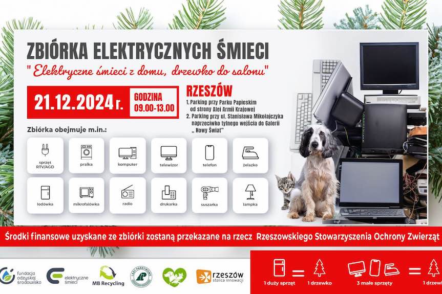 Elektryczne śmieci z domu, choinka do salonu. Charytatywna zbiórka w Rzeszowie