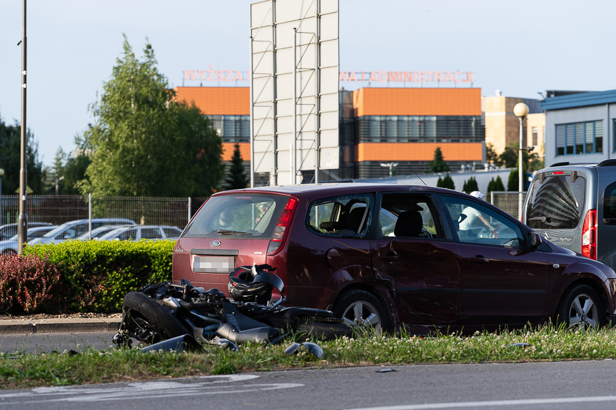 Zderzenie samochodu osobowego z motocyklem na Kopisto w Rzeszowie