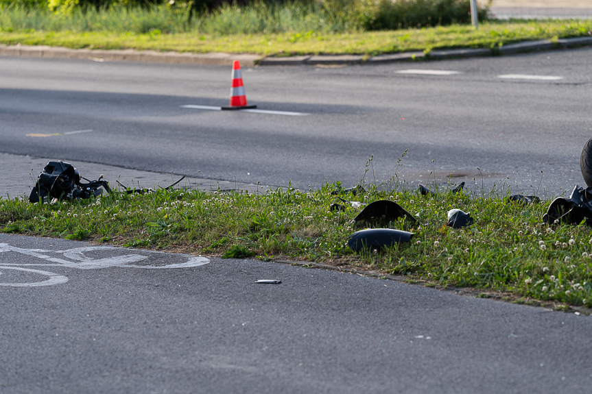 Zderzenie samochodu osobowego z motocyklem na Kopisto w Rzeszowie